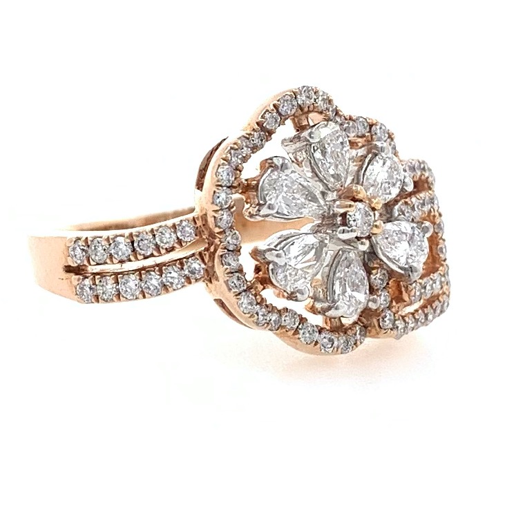 18kt / 750 rose gold everyday wear micro set diamond ladies ring 8lr213 - Image 2