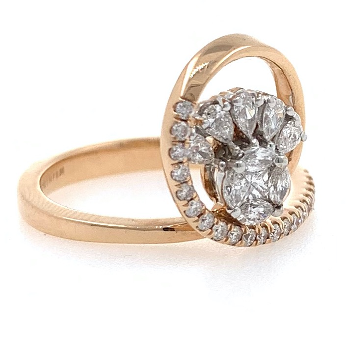 18kt / rose gold floral micro set diamond ring 8lr203 - Image 2