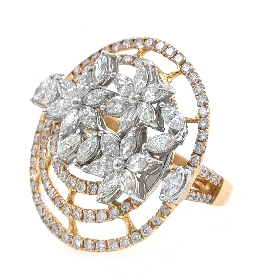 18kt / 750 floral design cocktail diamond ladies ring 8lr188 - Image 3