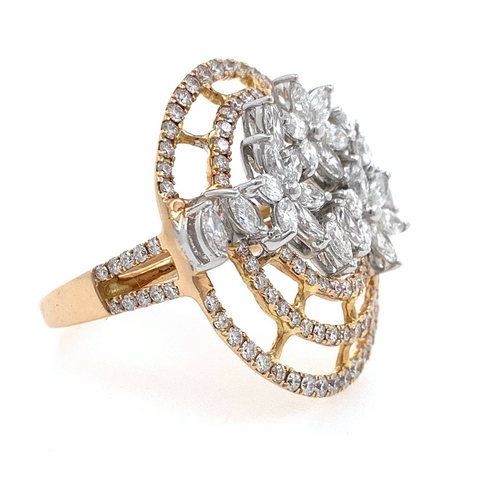 18kt / 750 floral design cocktail diamond ladies ring 8lr188 - Image 2