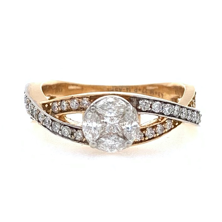 18kt / 750 rose gold engagement solitaire look diamond ladies ring 8lr183