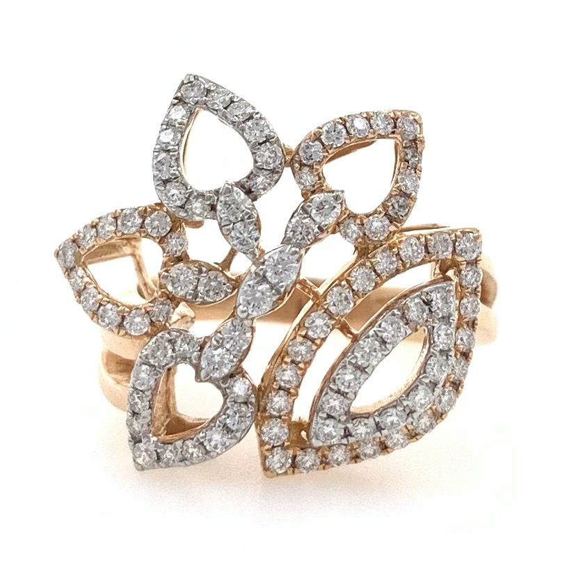 18kt / 750 rose gold micro set party diamond ring 8lr181