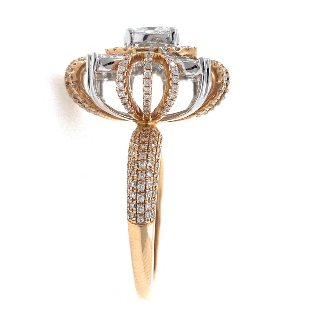 18kt / 750 rose gold anniversary cocktail diamond studded ladies ring 8lr158 - Image 4