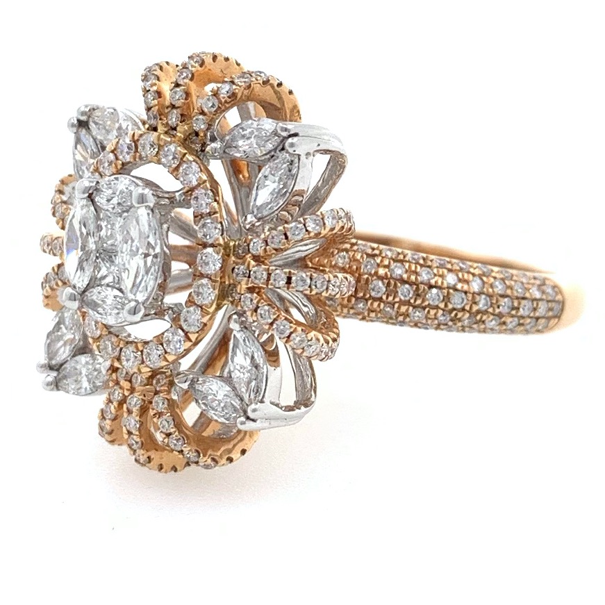18kt / 750 rose gold anniversary cocktail diamond studded ladies ring 8lr158 - Image 3