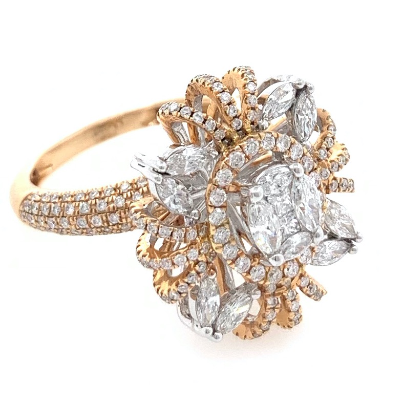 18kt / 750 rose gold anniversary cocktail diamond studded ladies ring 8lr158 - Image 2