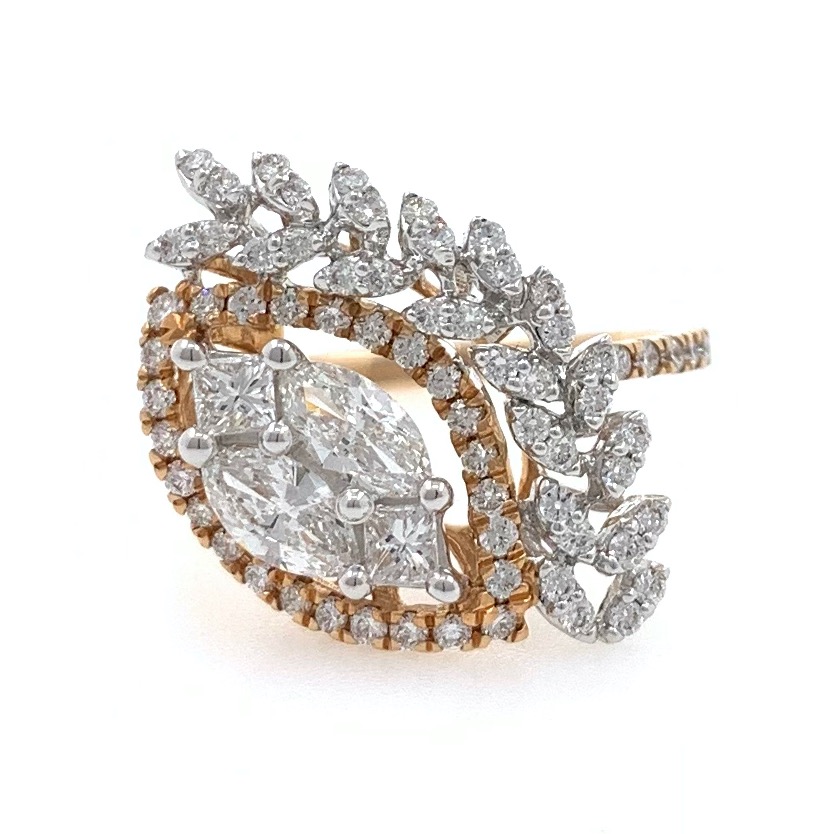 18kt / 750 rose gold fancy cocktail diamond ladies ring 8lr147