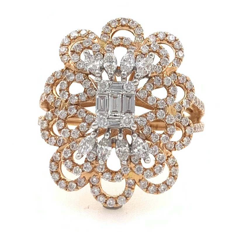 18kt / 750 rose gold cocktail designer micro set diamond ring 8lr117