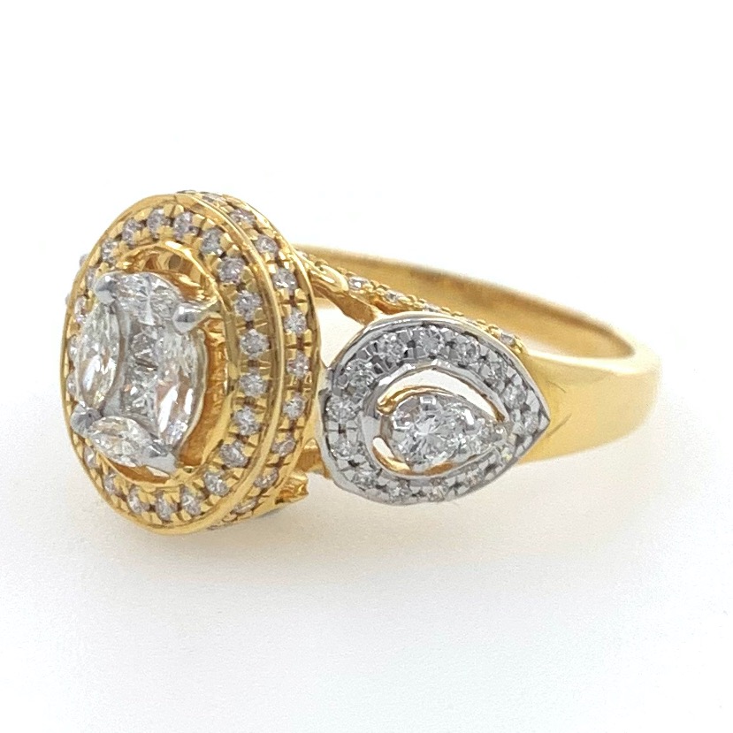 18kt / 750 yellow gold solitaire pressure setting diamond ring for ladies 6lr143 - Image 3