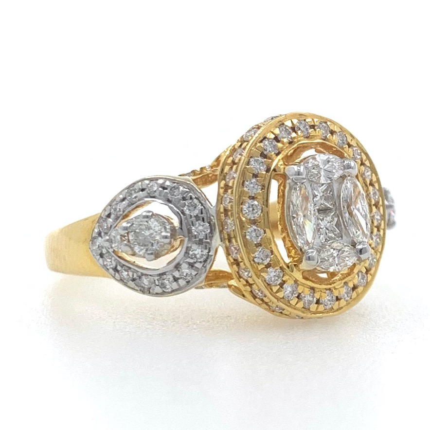 18kt / 750 yellow gold solitaire pressure setting diamond ring for ladies 6lr143 - Image 2