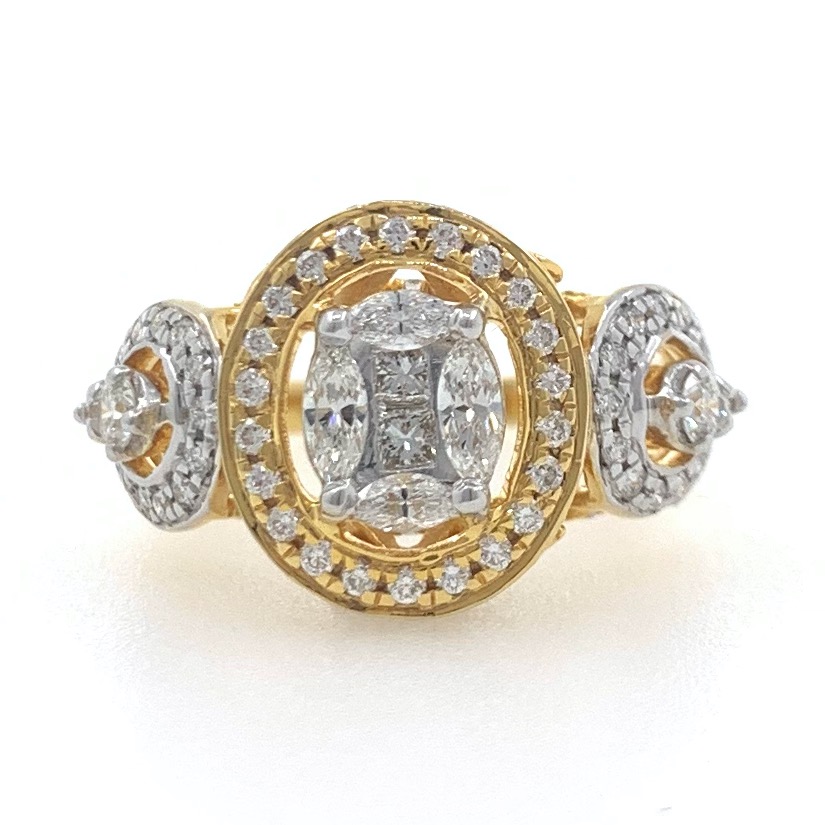 18kt / 750 yellow gold solitaire pressure setting diamond ring for ladies 6lr143