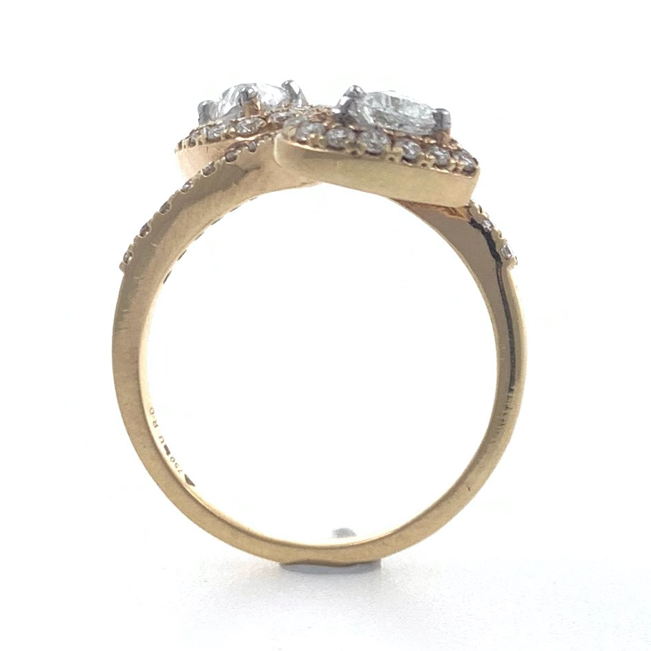 18kt / 750 rose gold two heart solitaire engagement ladies ring 6lr4 - Image 5