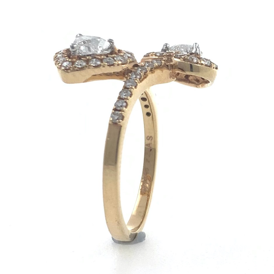 18kt / 750 rose gold two heart solitaire engagement ladies ring 6lr4 - Image 4