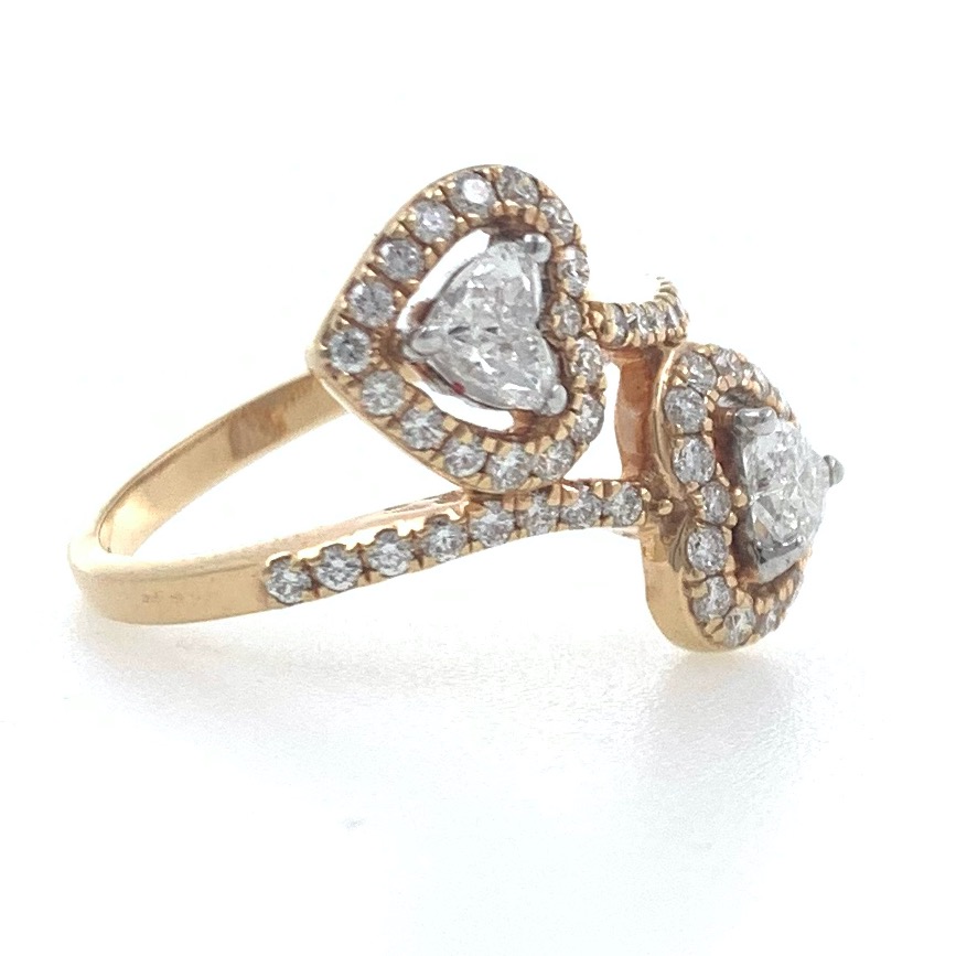 18kt / 750 rose gold two heart solitaire engagement ladies ring 6lr4 - Image 3
