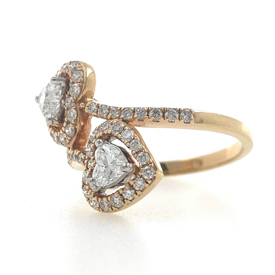 18kt / 750 rose gold two heart solitaire engagement ladies ring 6lr4 - Image 2