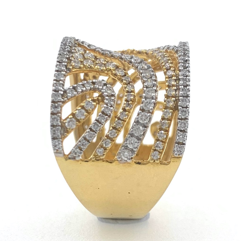 18kt / 750 yellow classic wave design diamond ladies ring 5lr682 - Image 4