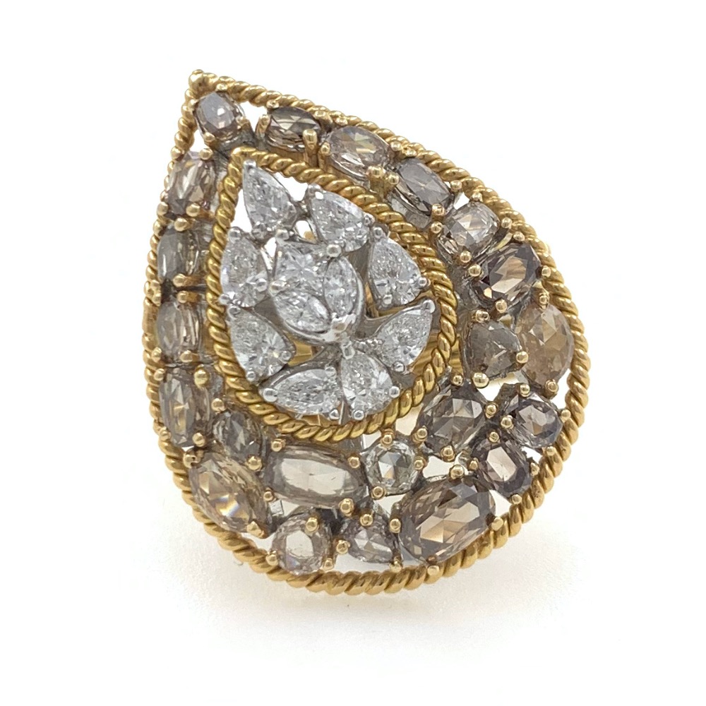 18kt / 750 yellow gold fancy cocktail ladies ring 5lr572