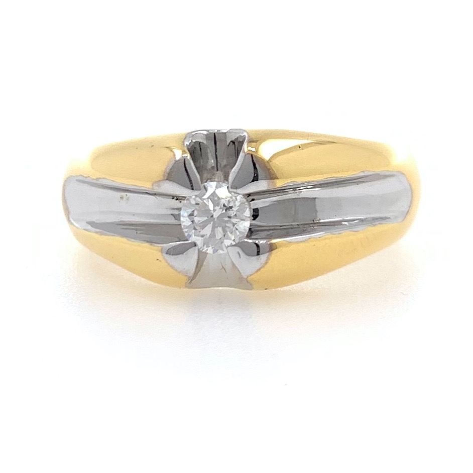18kt / 750 yellow gold plain solitaire diamond band ring 9gr60