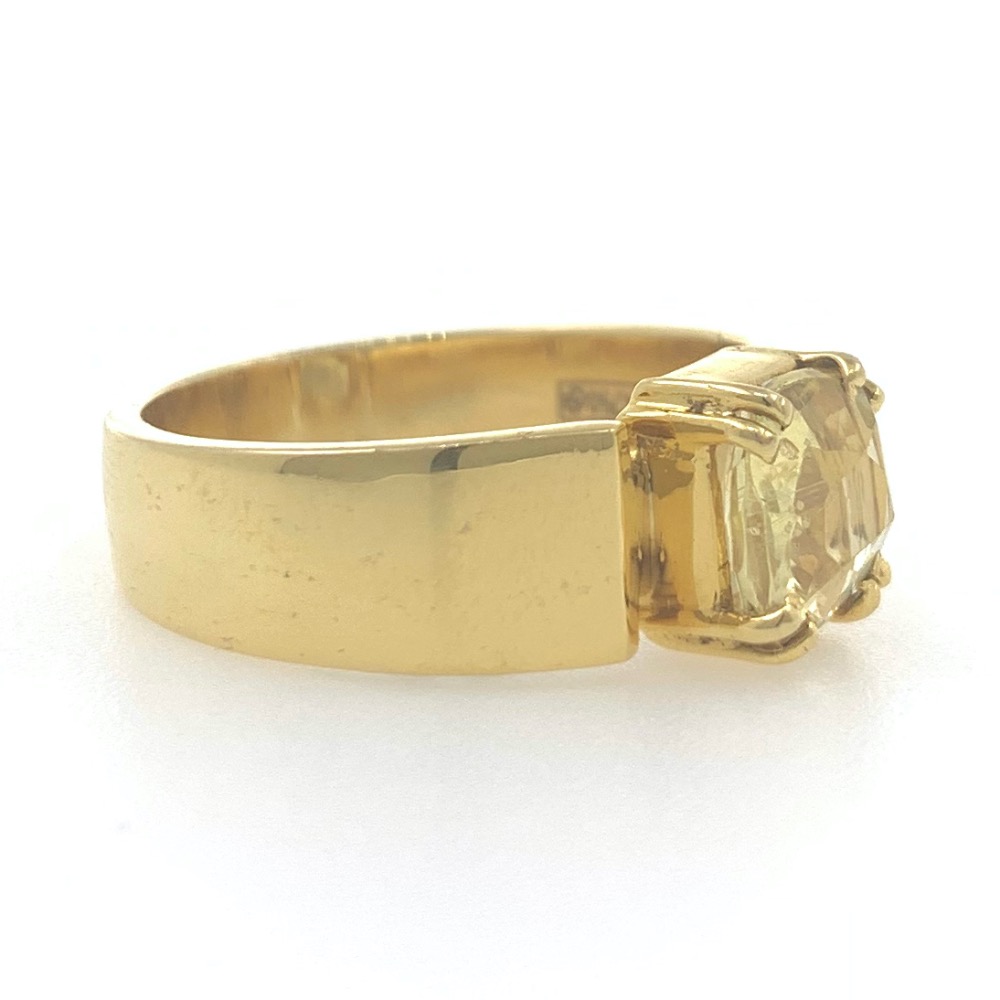 18kt / 750 yellow gold yellow sapphire plain ring 9gr25 - Image 2