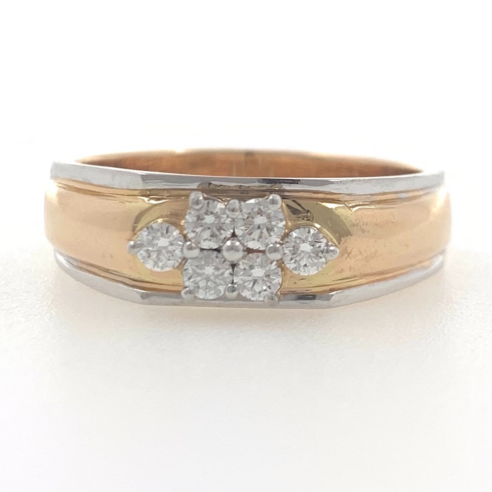 18kt / 750 rose gold fancy engagement 6 diamond gents ring 9gr17