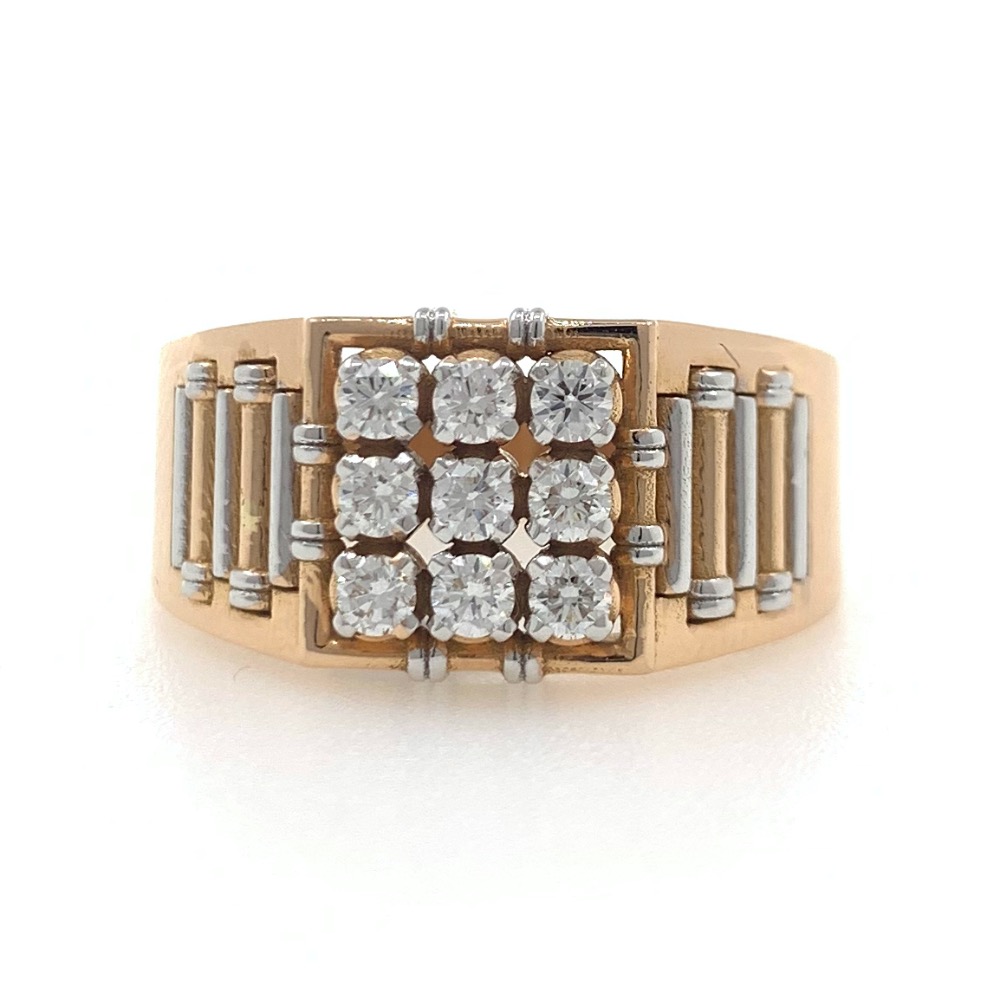 18kt / 750 rose gold masculine diamond gents ring 9gr12