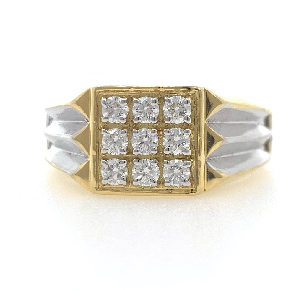 18kt / 750 yellow gold sword fancy handmade diamond gents ring 9gr11