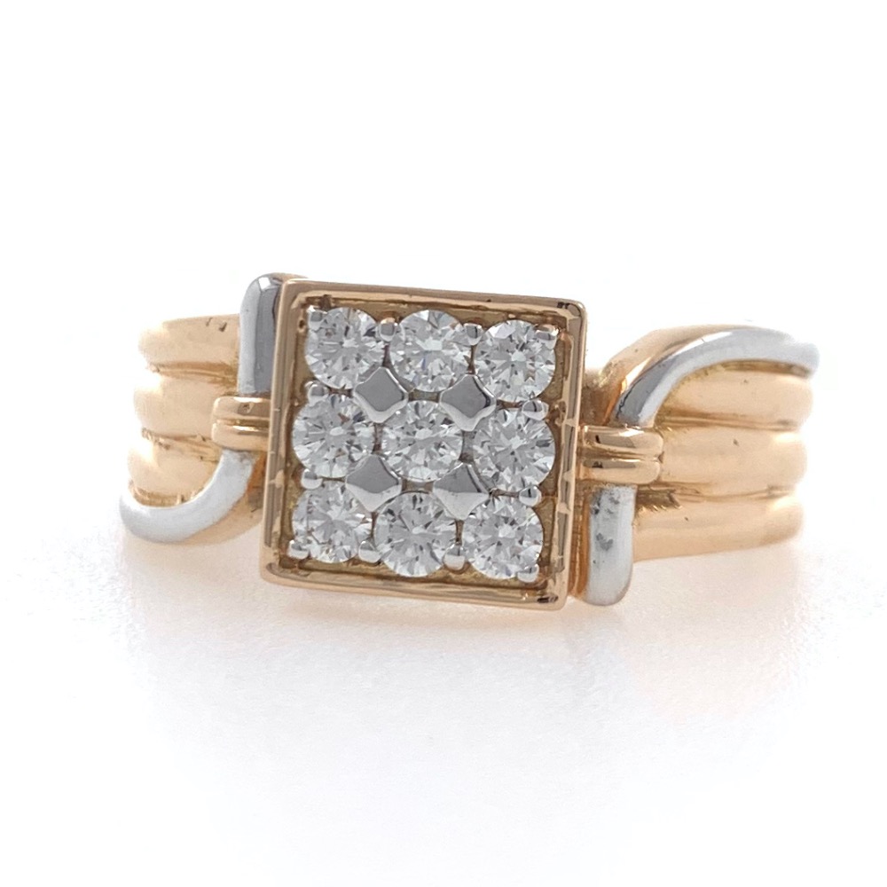18kt / 750 rose gold fancy handmade box diamond gents ring 9gr10