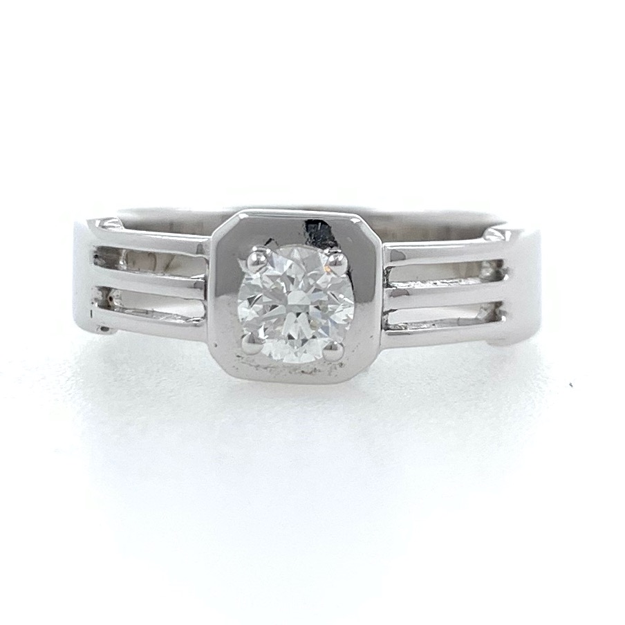 18kt / 750 white gold solitaire engagement diamond gents ring 9gr6