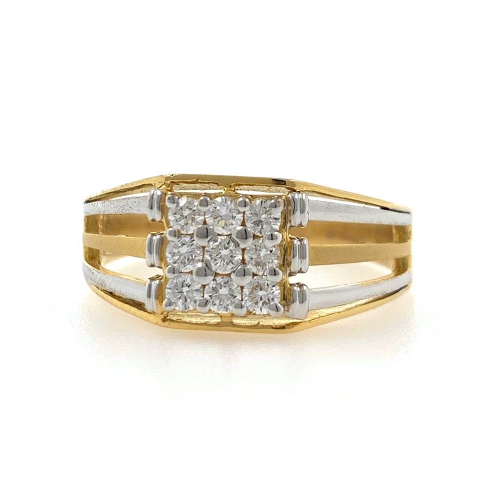 18kt / 750 yellow gold classic handmade diamond gents ring 8gr63