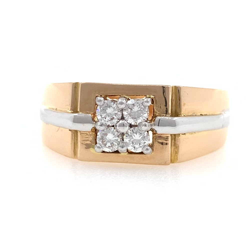 18kt rose gold handmade 4 diamond classic gents ring 8gr58