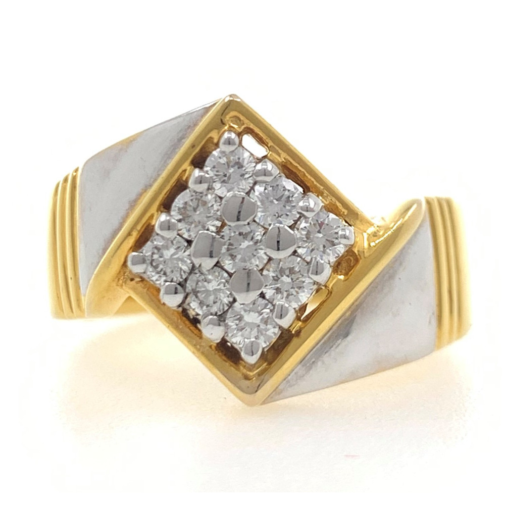 18kt yellow gold classic handmade kite shaped diamond gents ring 7gr67