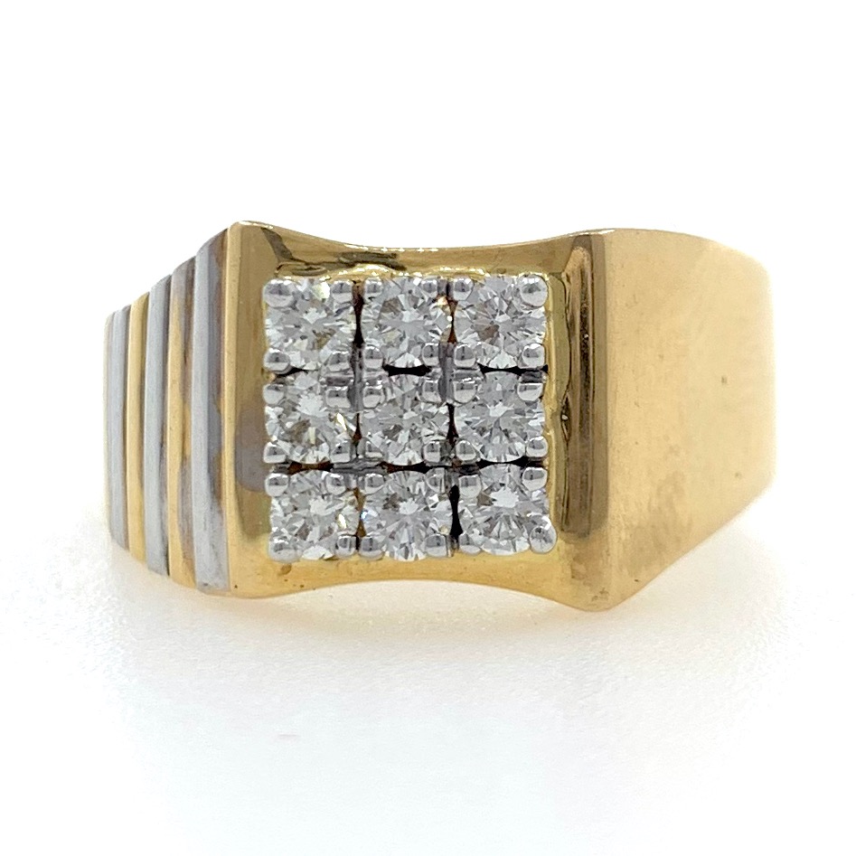 18kt yellow gold classic handmade everyday diamond gents ring 6gr46