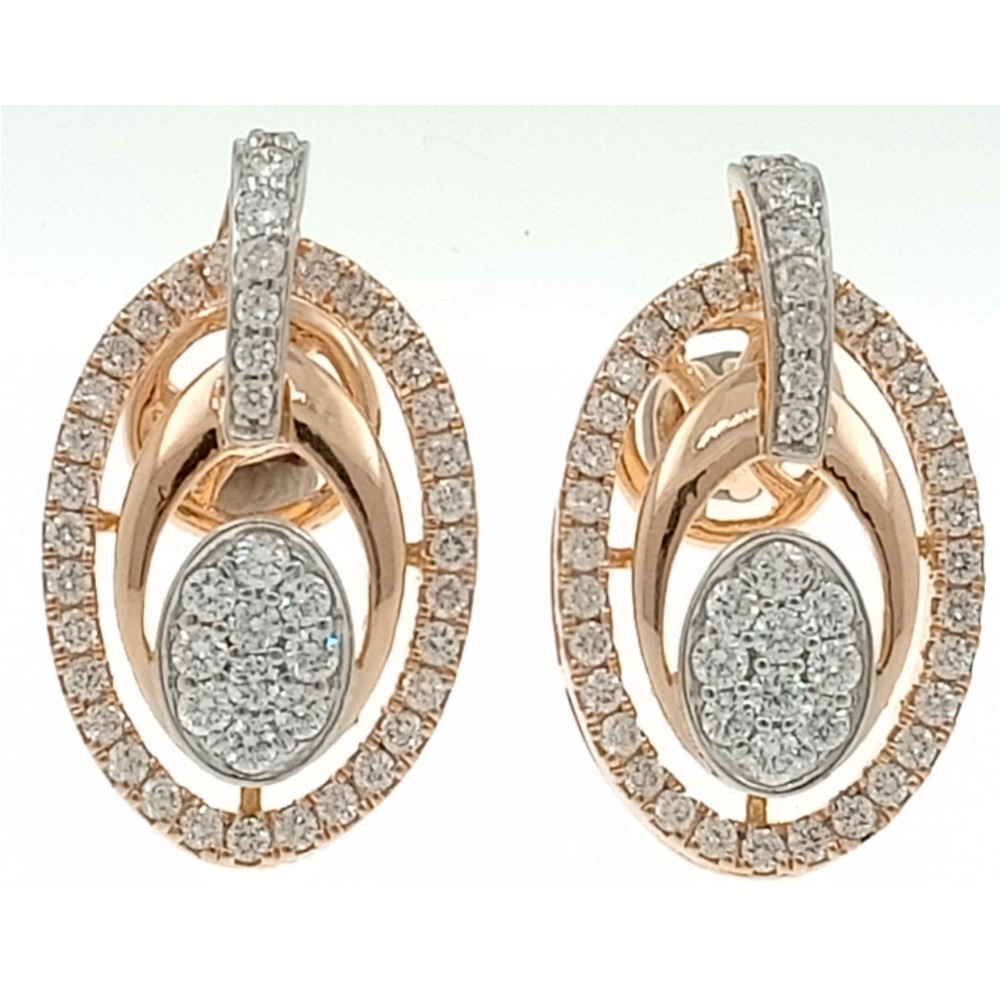 916 gold oval shape diamond earring rd-e06