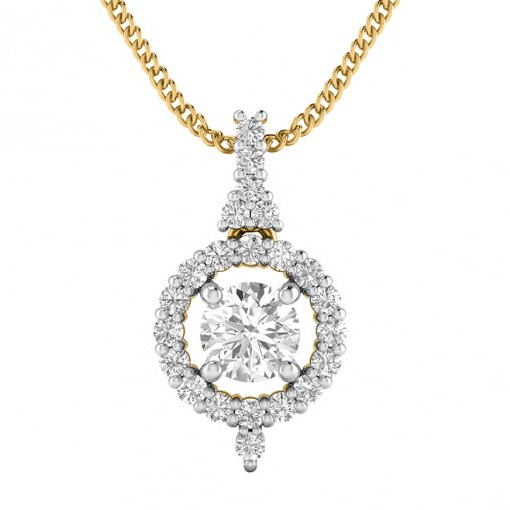 Double halo pendant vS rose 14K