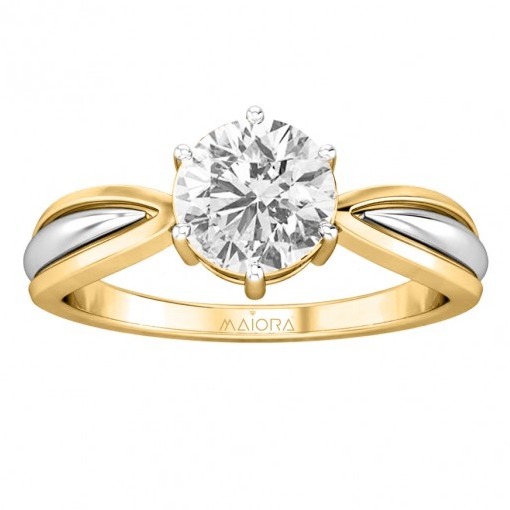 Two tone solitaire ring