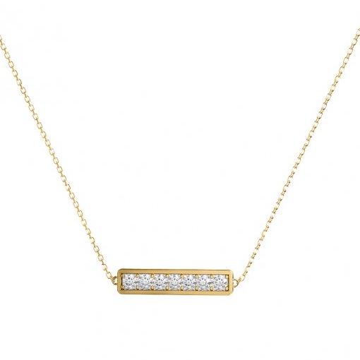 Linear diamond pendant 14k