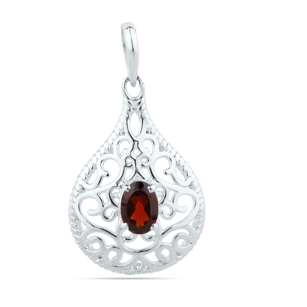 Natural Garnet Pendant - Garnet Sterling silver Pendant