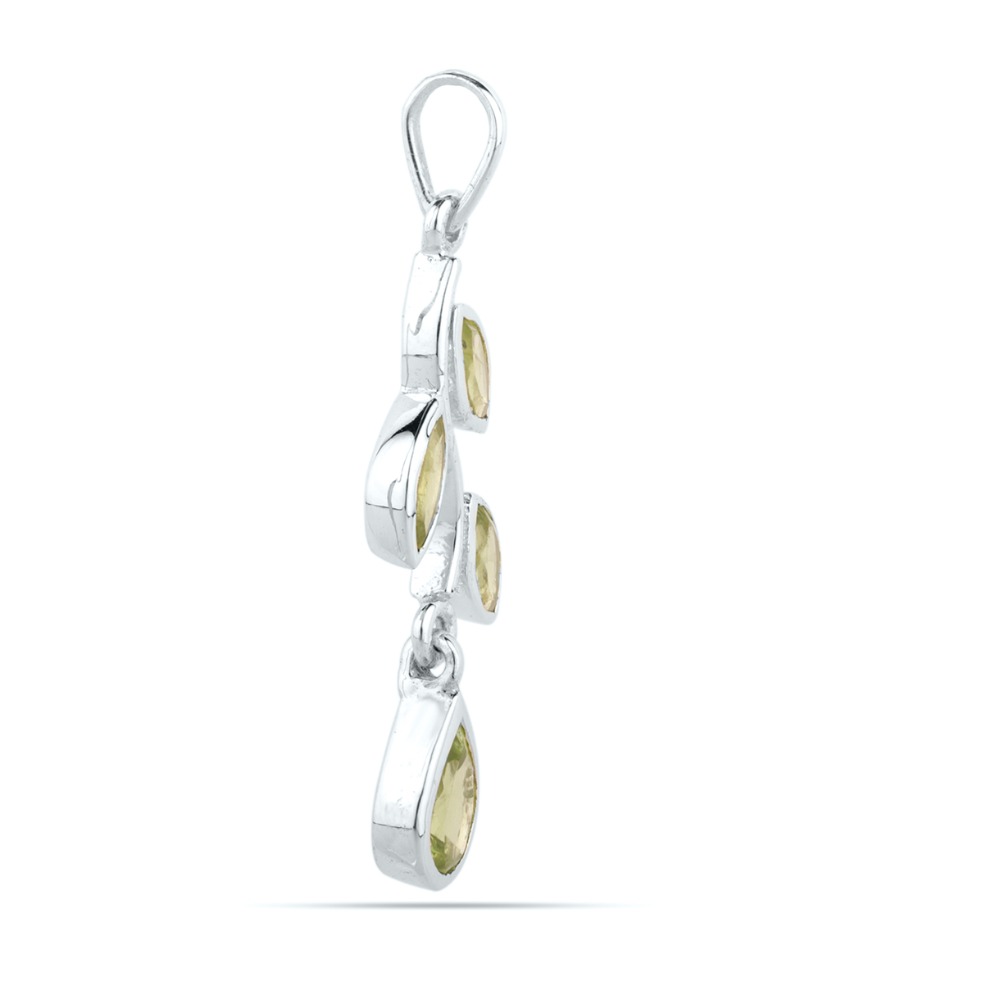 Natural Peridot Pendant, Sterling Silver Green Peridot Pendant - Image 3
