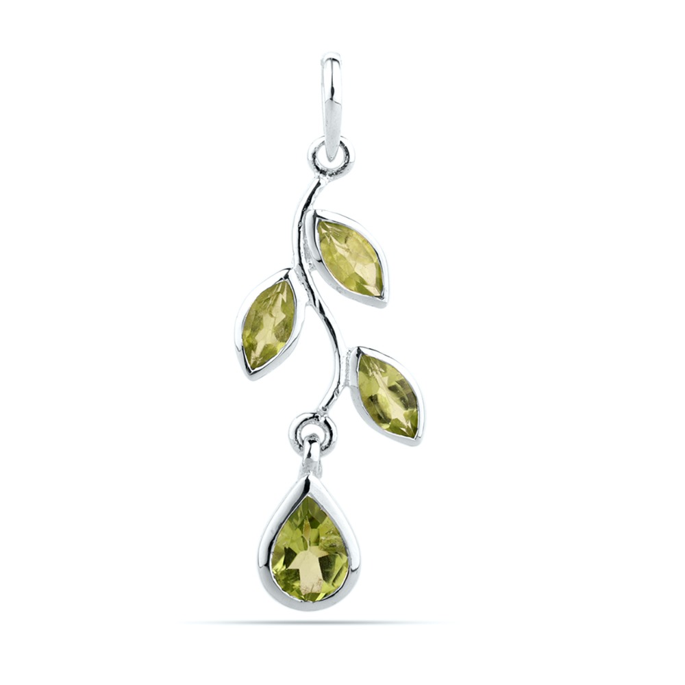 Natural Peridot Pendant, Sterling Silver Green Peridot Pendant - Image 2