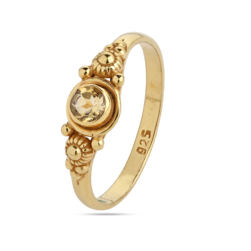 Round Citrine Ring, November Birthstone Ring