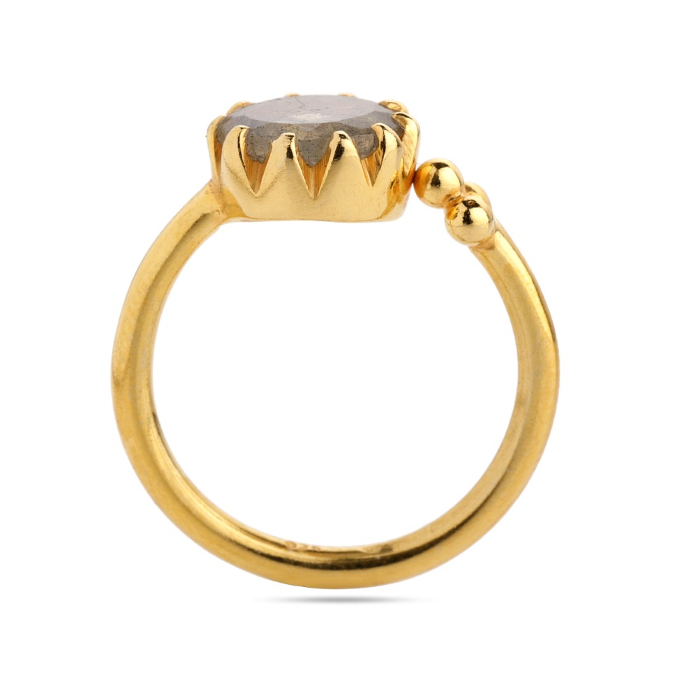 Labradorite Ring - Adjustable Gold Plated - Statement Gemstone Ring - Image 3