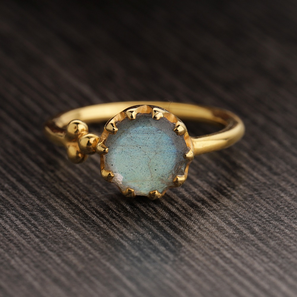 Labradorite Ring - Adjustable Gold Plated - Statement Gemstone Ring - Image 2
