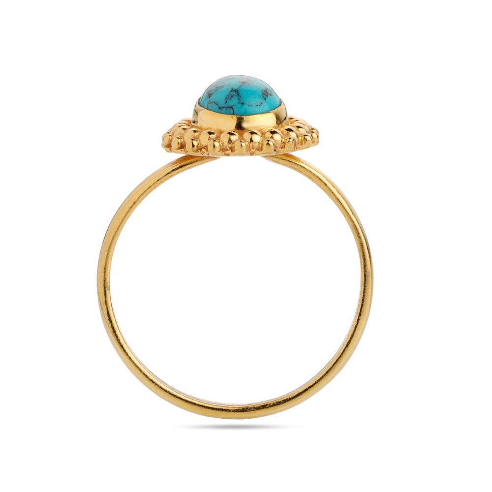 Turquoise Ring - Gold Ring - Gemstone Ring - Oval Ring - Image 3