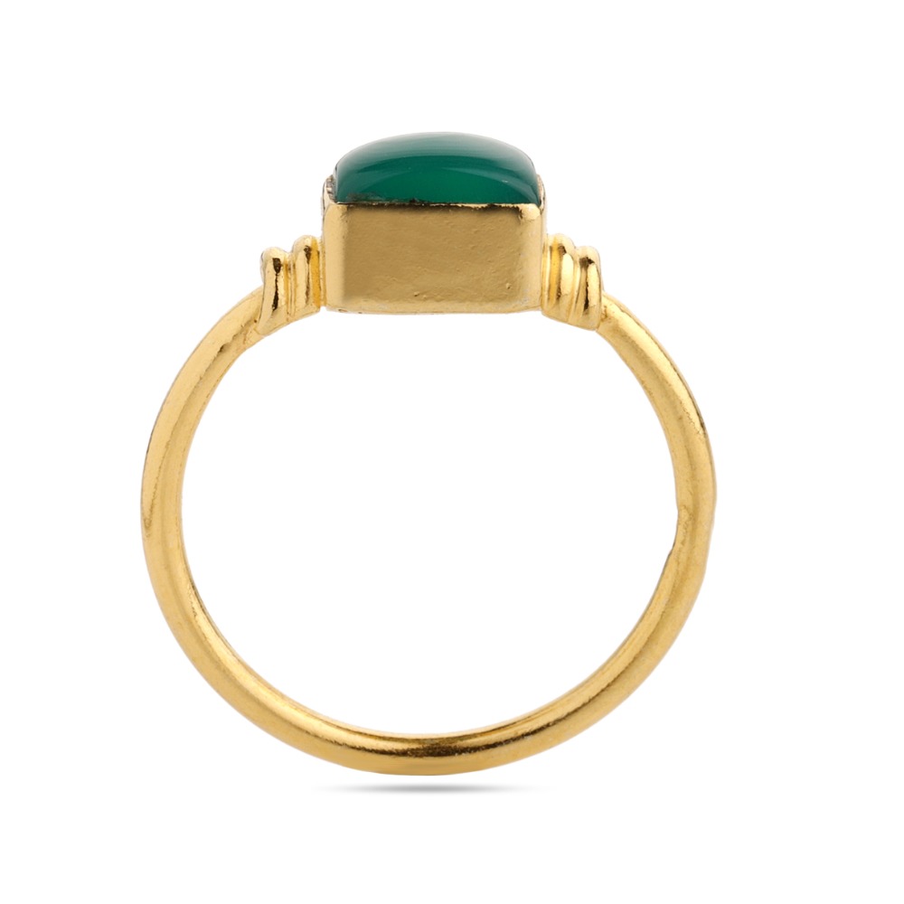 Natural Green Onyx Baguette Ring - Gemstone Ring - Image 3