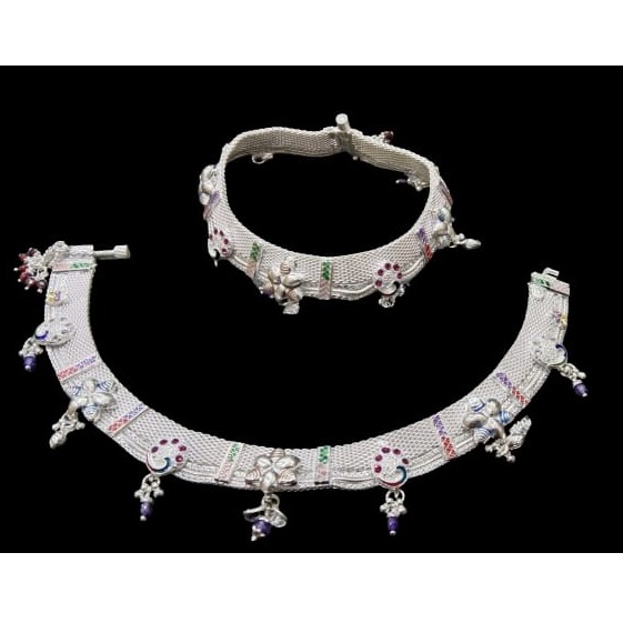 925 silver fancy stone payal
