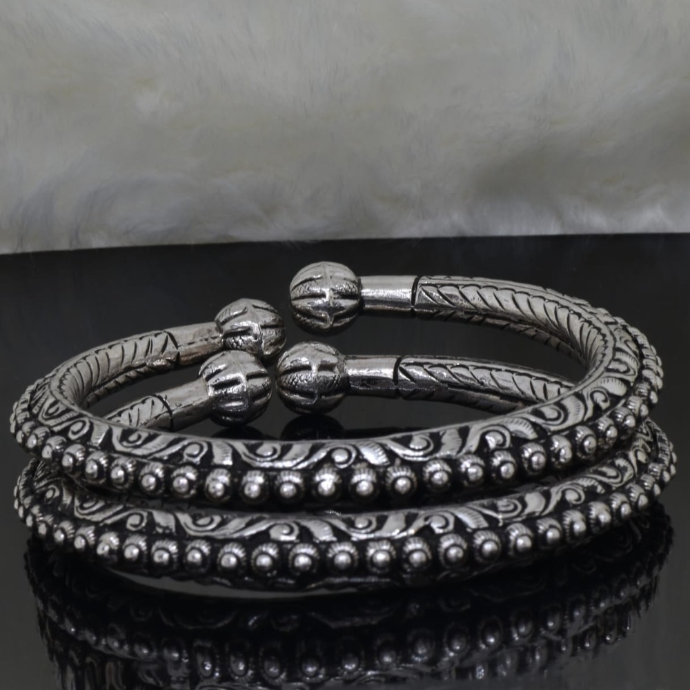 925 silver oxidised kada payal
