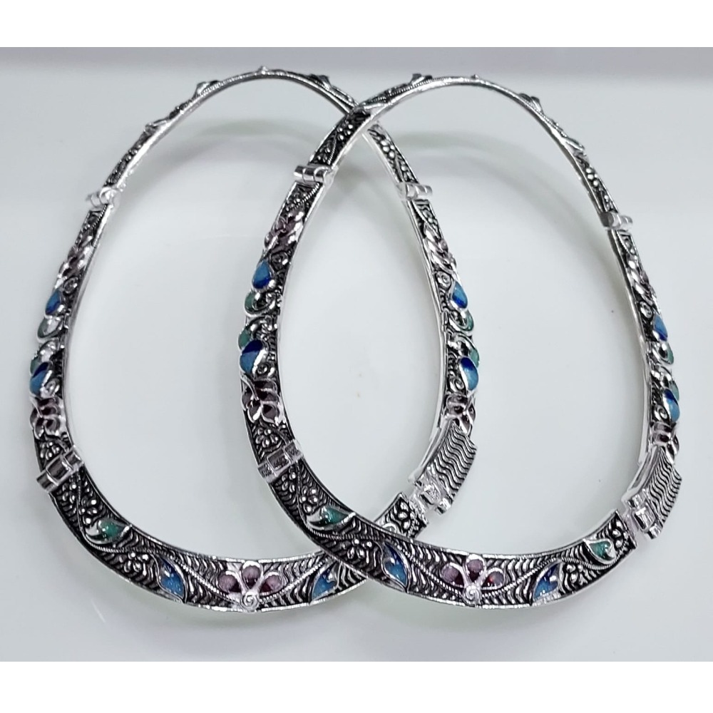 925 silver oxidised kada payal