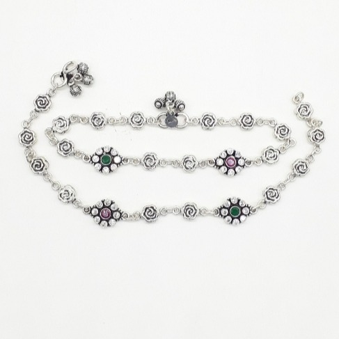 925 silver antique flower design payal