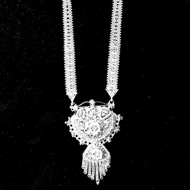 999 Silver Bengali Long Necklace Set