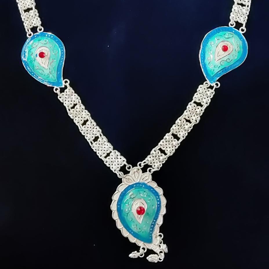 Silver Meenakri Haar