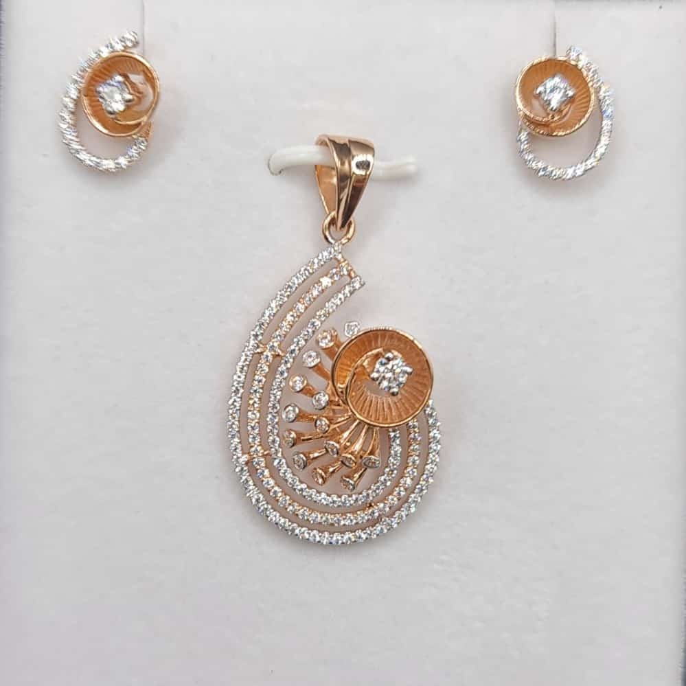 18KT Rose Gold Unique Pendant Set PS008